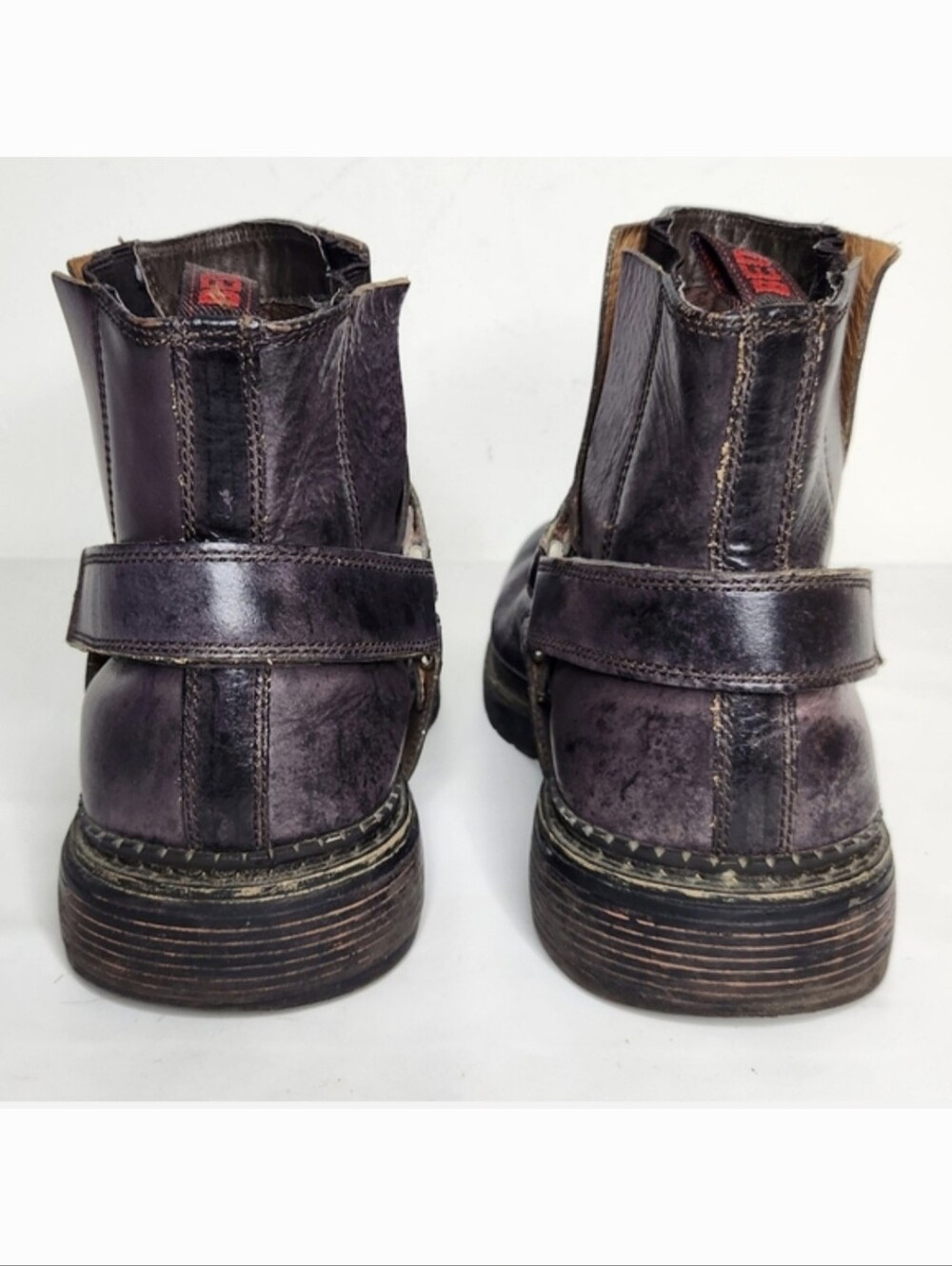 BED STU Harness Boots Mens 11 Ankle Moto Biker Distressed Leather Slip On Goth - Picture 4 of 12